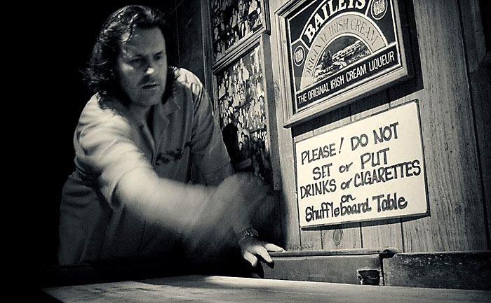 Old Time Shuffleboard with Sign